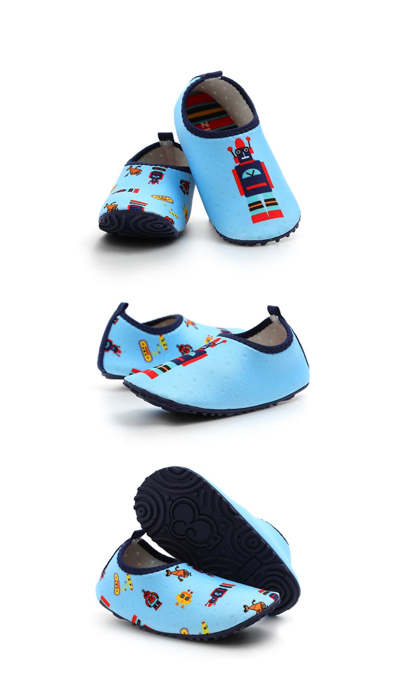 韓國 OZKIZ - 潛水布面輕量/防滑兒童沙灘鞋/戲水鞋-機器人