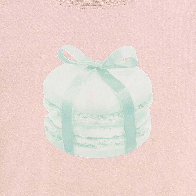 日本 Lycee mine - 夢幻印花荷葉縮口長袖上衣-優雅兔兔-粉紫