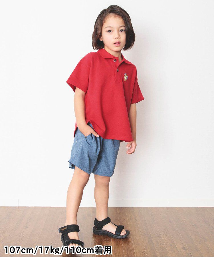 日本 BREEZE - 童趣動物刺繡短袖POLO衫-滑板鴨-深藍
