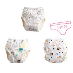 小 pipi - 純棉兒童八層防側漏學習褲/訓練褲3入組-動物樂園