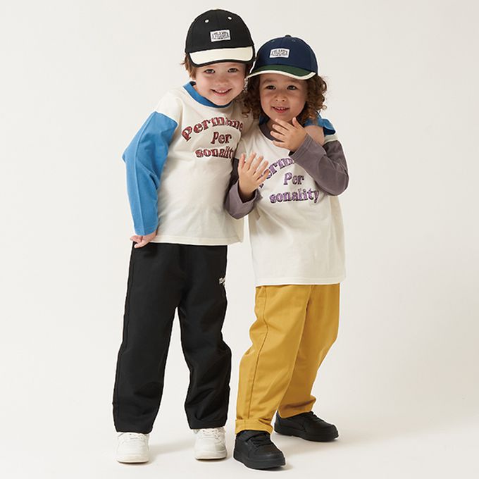 日本 b-ROOM - 100%棉 簡約logo撞色長袖上衣-淺軍綠