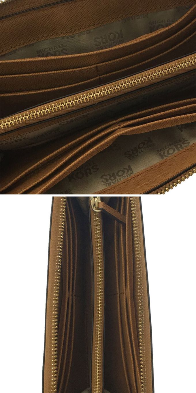 MICHAEL KORS - 防刮皮革拉鍊長夾 (焦糖)