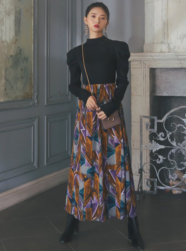 日本 GRL - 高嶺之花羊腿袖針織上衣-黑