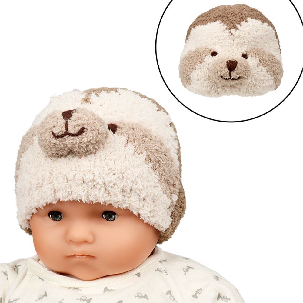 針織帽-毛茸茸動物-深灰色