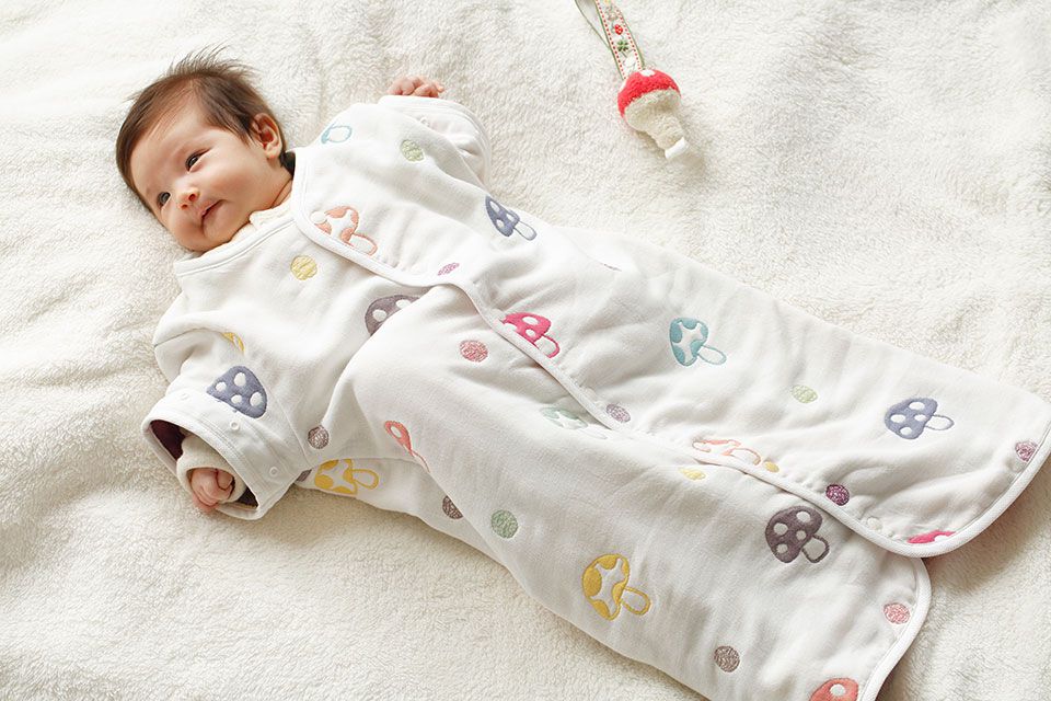 日本 Hoppetta - 蘑菇六層紗可拆袖成長型睡袍