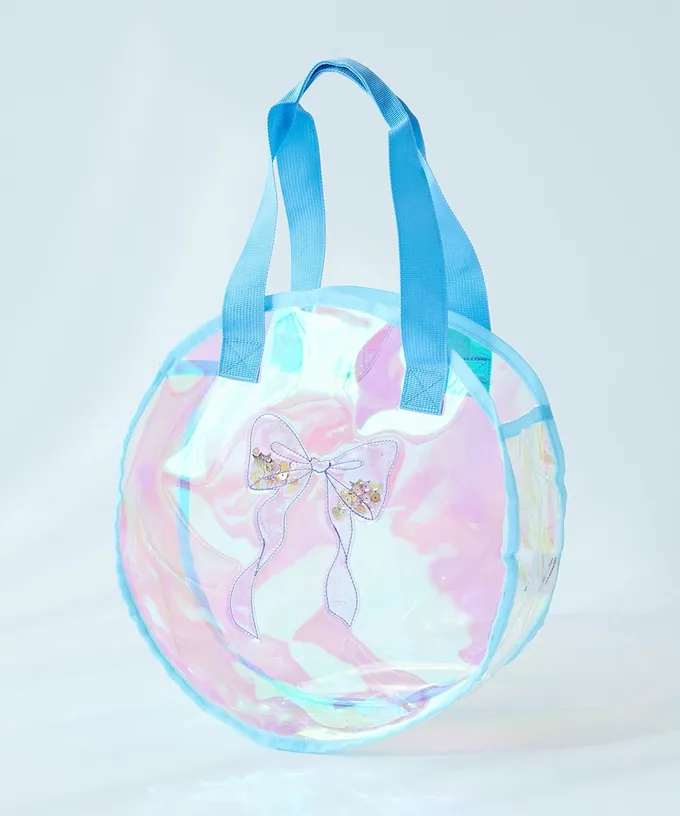 日本 devirock - 獨角獸色系閃亮PVC游泳/玩水包-貝殼-紫x黃