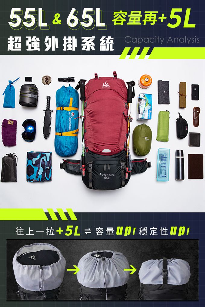 SHANER - 65L專業山人登山包 (藍色)