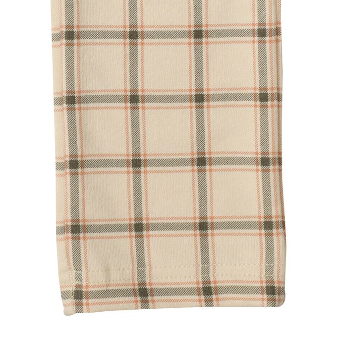 akachan honpo - 10分長經典褲-毛圈內裡 一般合身款 格紋-淺卡其色