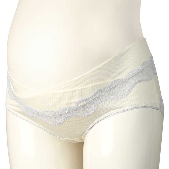 akachan honpo - 腹部交叉設計內褲-羅紋-米白色