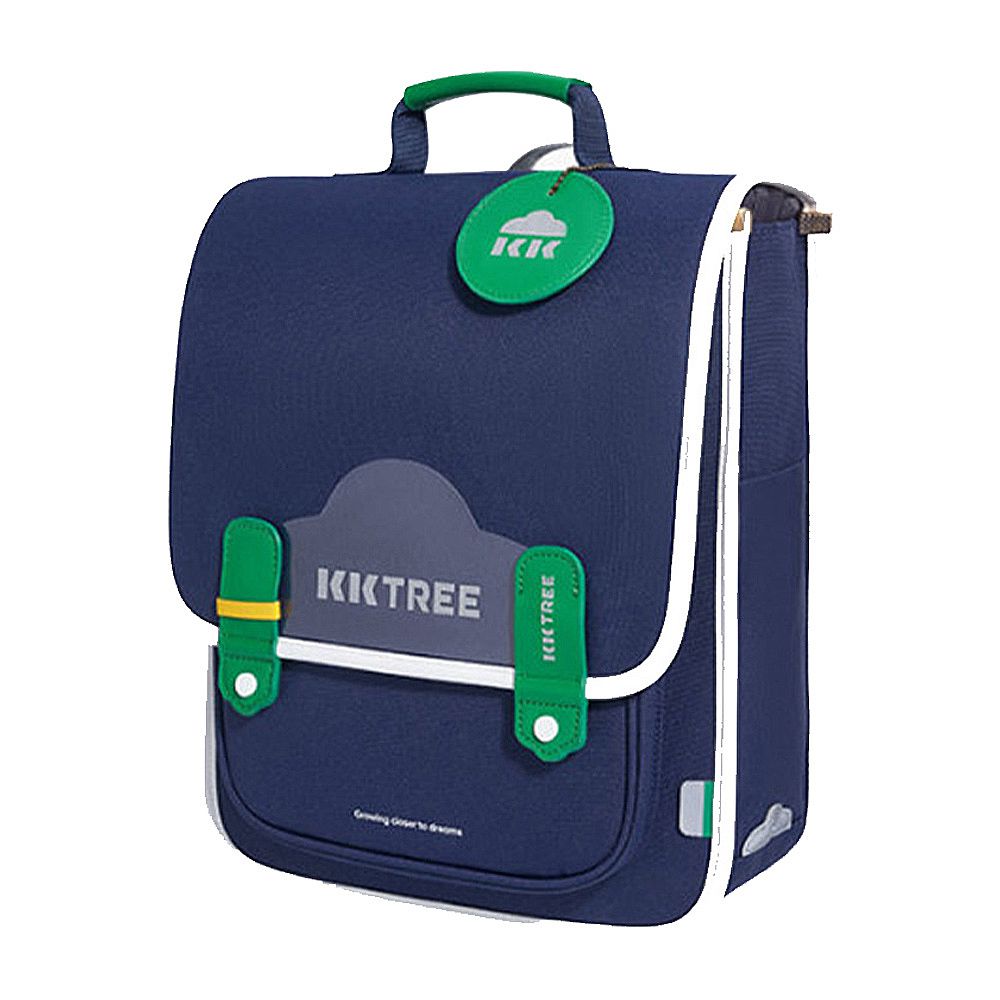 簡約掀蓋護脊書包-藍色