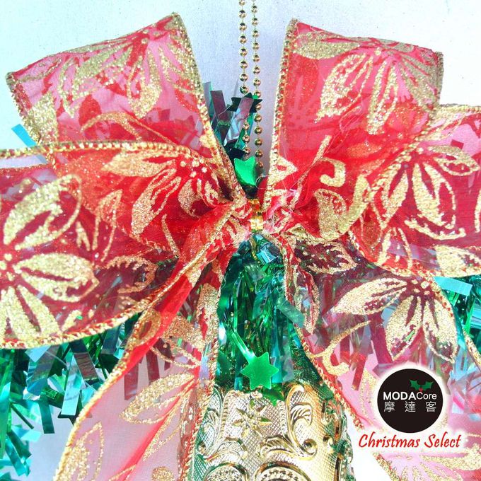 MODACore 摩達客 - 摩達客耶誕-台灣製14吋雙綠金蔥聖誕星星花圈/免組裝本島免運費