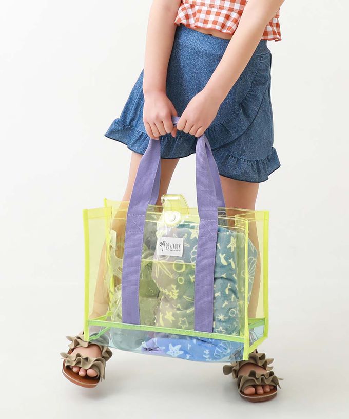 日本 devirock - 果凍色系PVC游泳/玩水包-水藍x紫