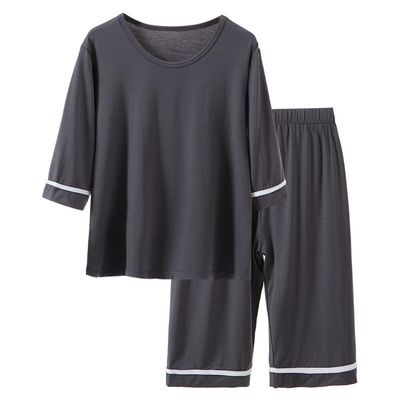 MAMDADKIDS - 素色透氣七分袖套裝/家居服-灰色