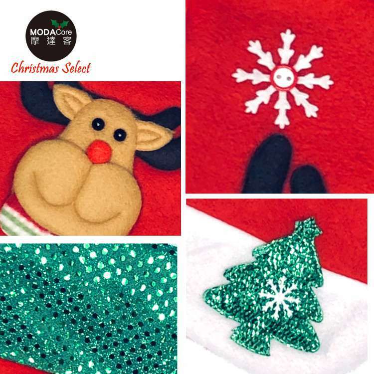 MODACore 摩達客 - 耶誕-綠亮片麋鹿聖誕襪