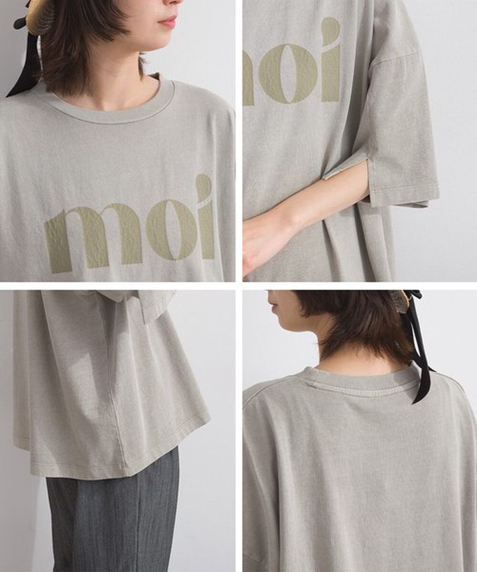 日本 Lupilien - 純棉復古刷色簡約落肩五分袖上衣-珊瑚橘