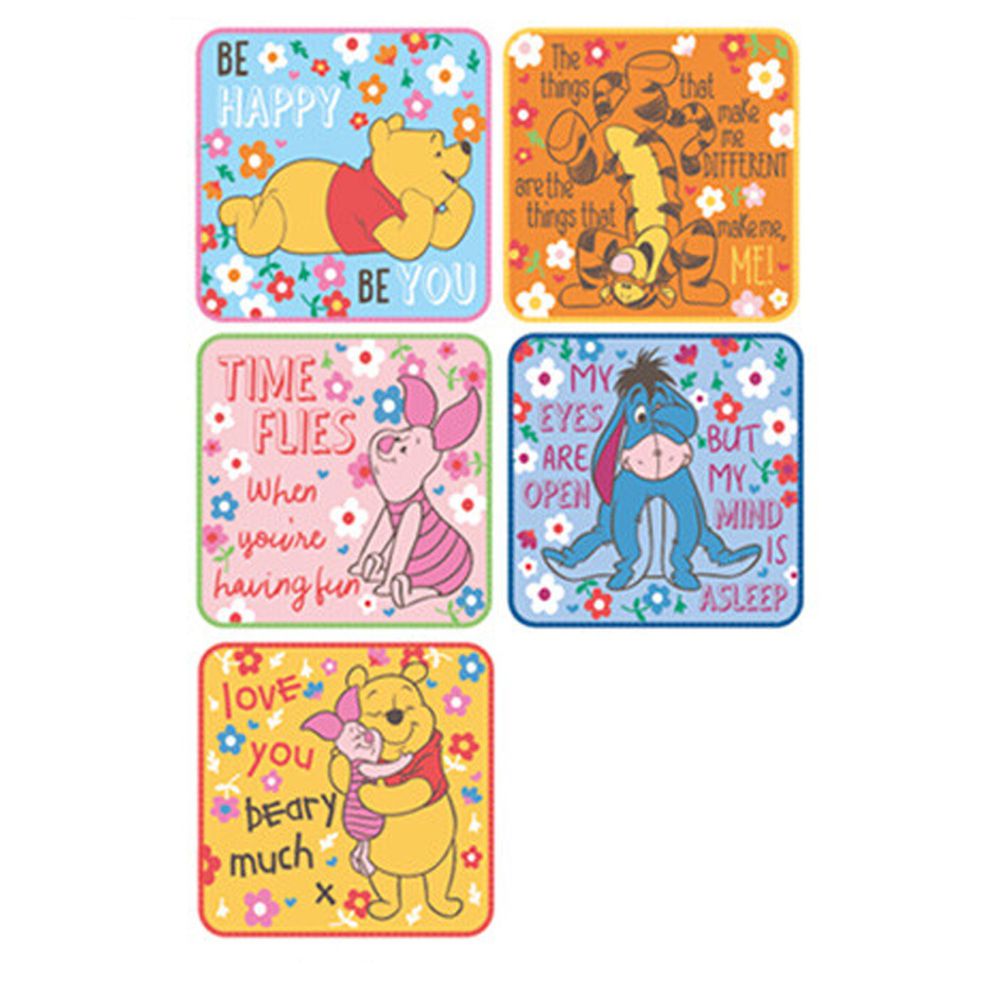日本代購 - 卡通方形小手帕五件組-維尼好朋友 (15x15cm)