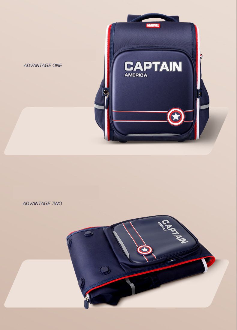 學院風卡通大容量減壓護脊書包-卡通人物鋼鐵人-黑色 (建議110-135cm)-30x19x37cm