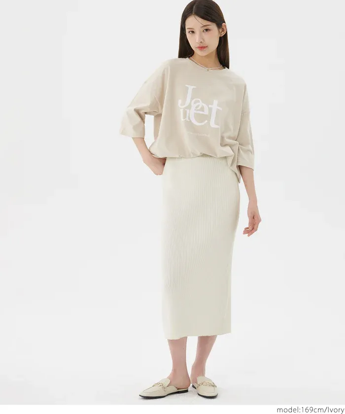 日本 COCA - 四季百搭彈性修身長裙-煙燻粉