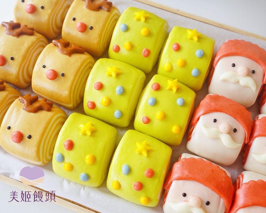 美姬饅頭 - 聖誕派對鮮乳造型饅頭-6入-40g/顆