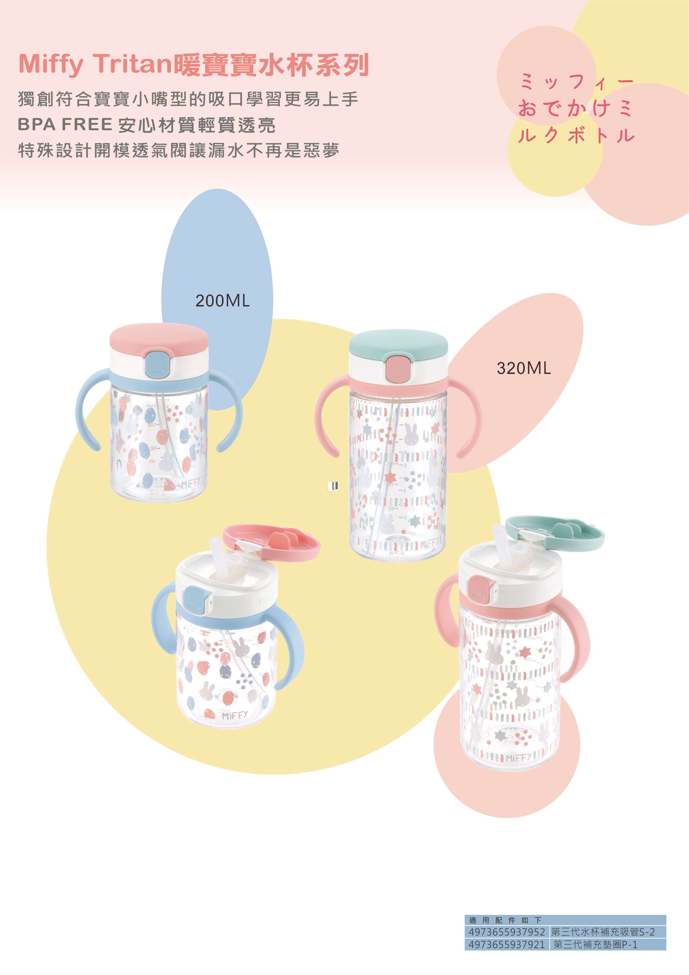 日本 Richell 利其爾 - Miffy米飛水杯-Tritan材質-320ml