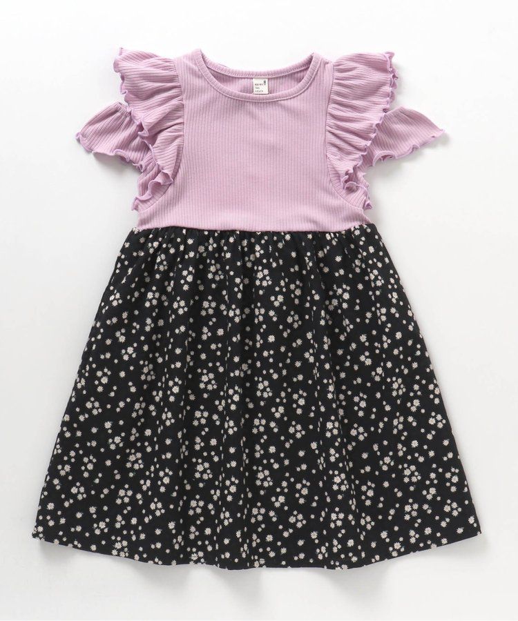 日本 apres les cours - 蓬鬆荷葉邊小露肩洋裝-向日葵-水藍x白