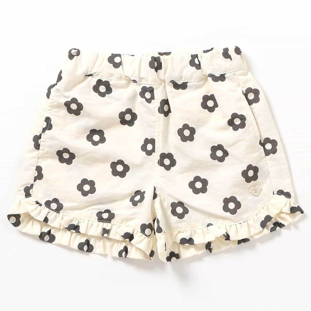 水陸兩穿 可愛荷葉邊短褲-花朵-白
