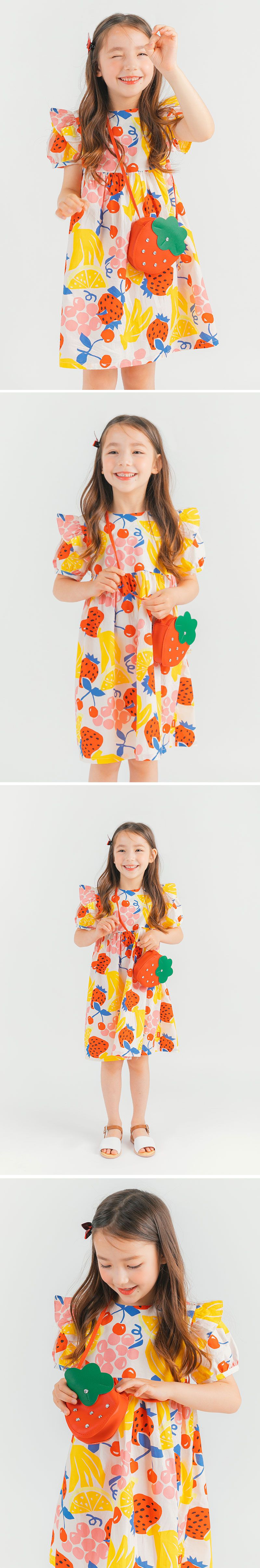 韓國 OZKIZ - (附包包)夏日水果樂園高腰洋裝