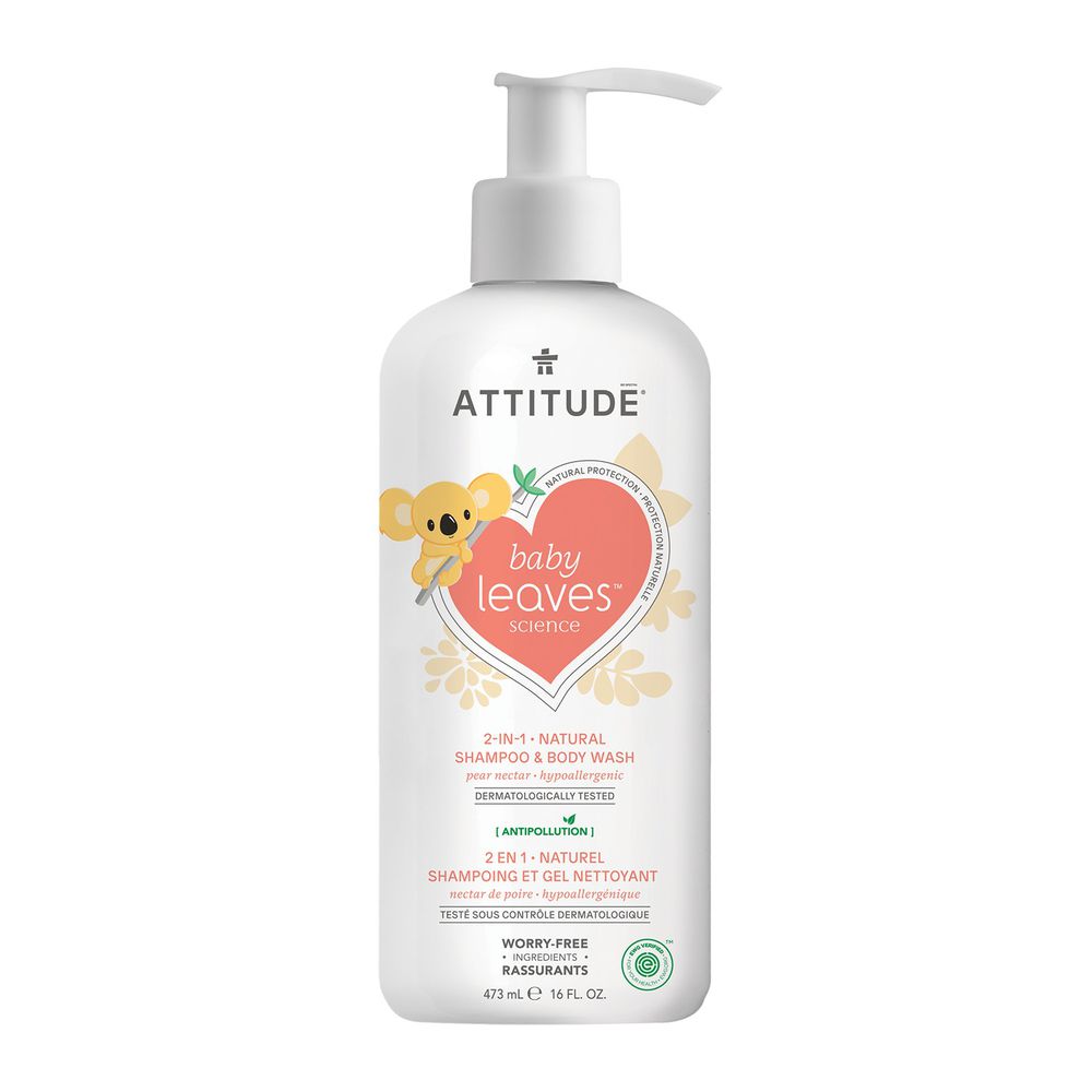 加拿大 ATTITUDE 艾特優 - 嬰幼兒2合1洗髮沐浴露-梨花蜜-473ml