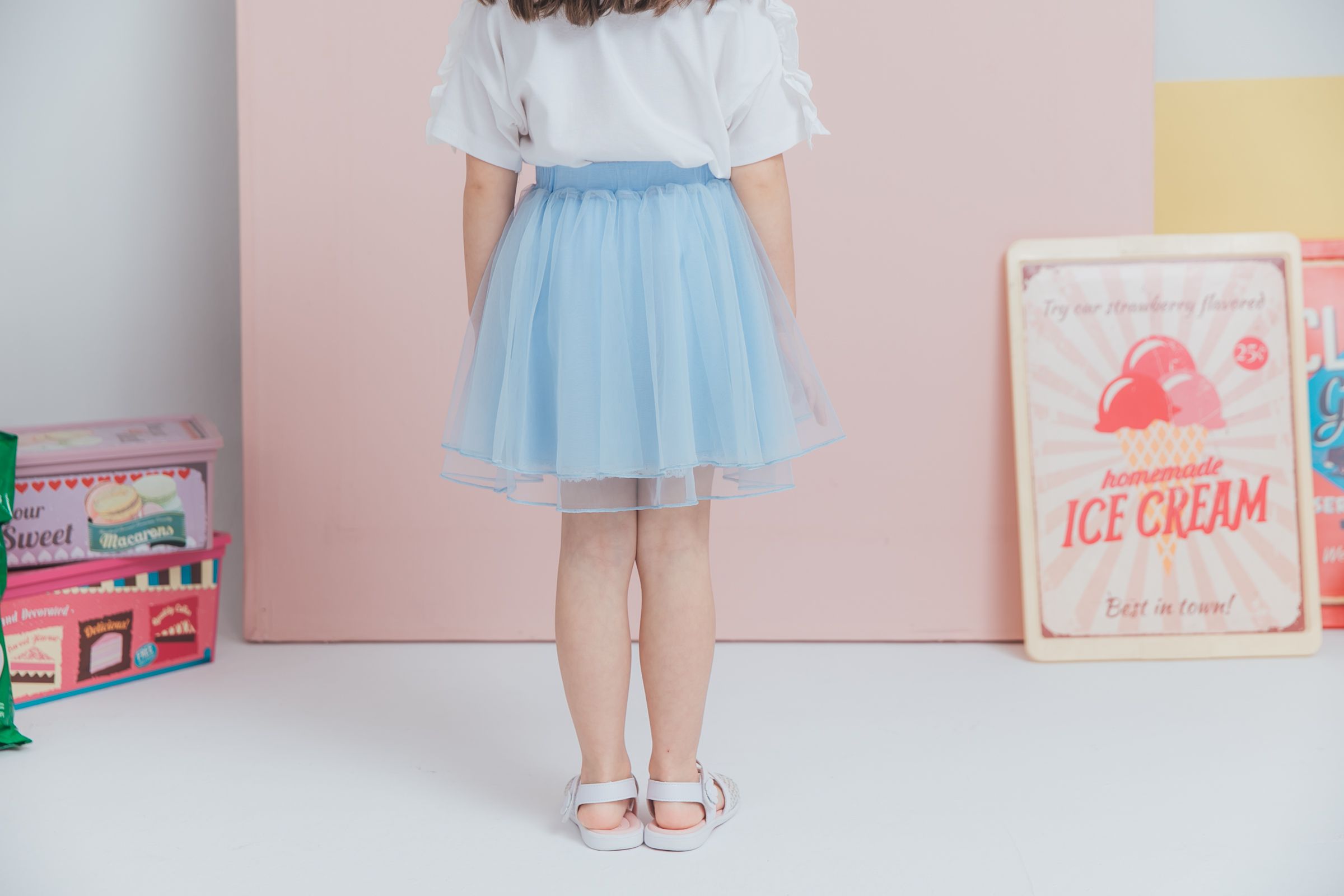 Peachy - 北鼻款*獨家訂製綿柔空氣紗裙-短裙款-Elsa冰藍