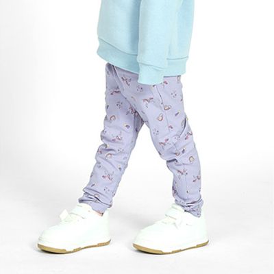 日本 ZOOLAND - 裏起毛 超彈力舒適長褲-獨角獸-紫