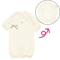 akachan honpo - 穿脫方便!長袖連身衣-附內衣-象牙白色 (50~60cm)