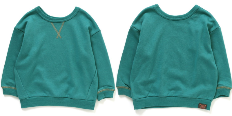 日本 BREEZE - 正反OK！圓領百搭長袖大學T-綠松石