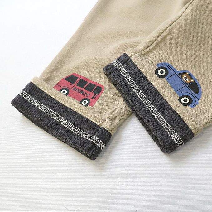 日本 ZOOLAND - 春季出遊印花反摺七分褲-車車兜風-海軍藍