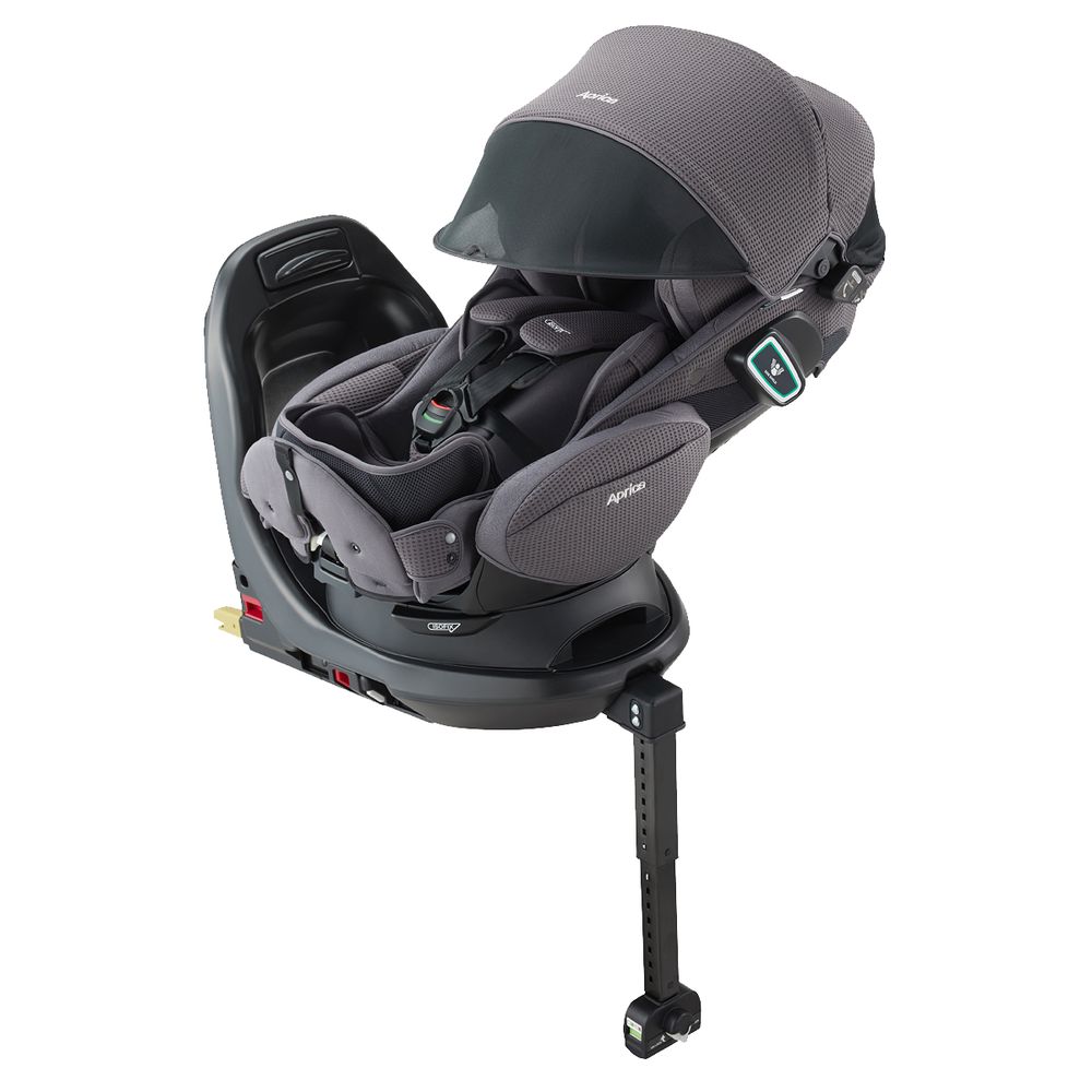 日本 Aprica - 0~4歲平躺型汽車安全座椅Fladea grow ISOFIX 月霧灰-(ISOFIX、磁吸扣、橫向平躺、360度旋轉)