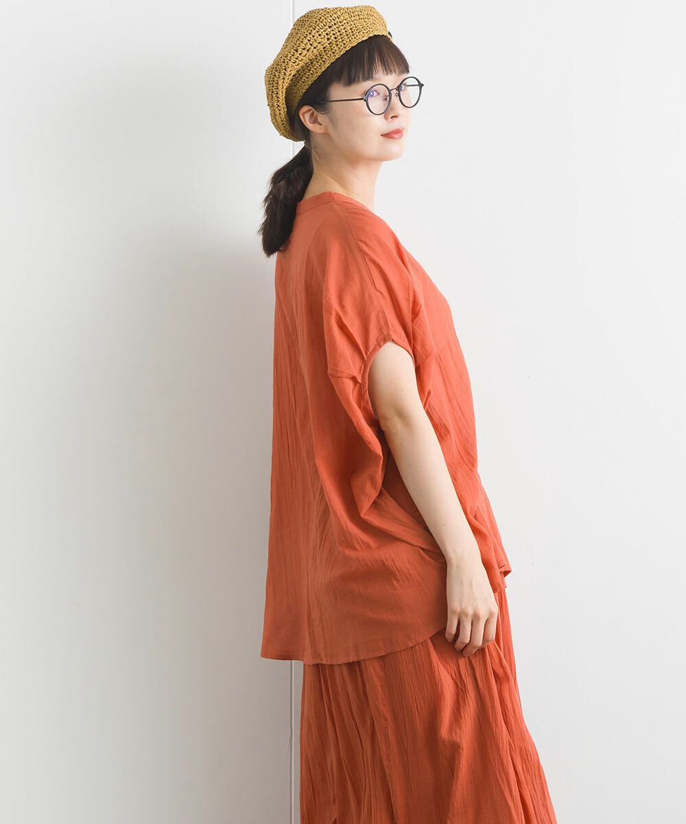 日本女裝代購 - 100%印度棉 空氣感落肩短袖上衣-淺卡其