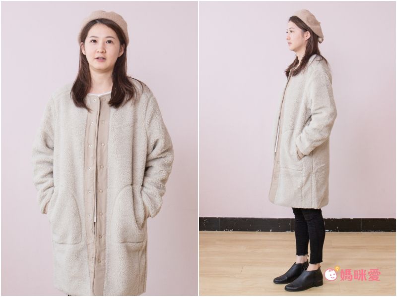 日本 OMNES - 輕量波浪衍縫長版羽絨外套-焦糖棕