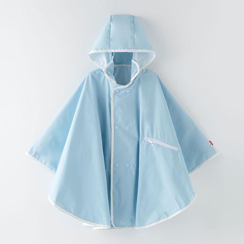 韓國 OZKIZ - 馬卡龍色兒童防風斗篷雨衣(可收納)-天空藍