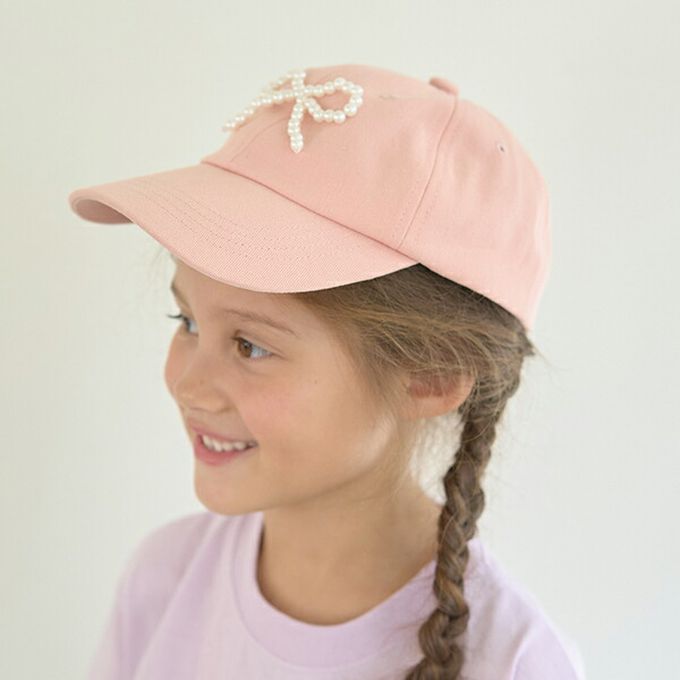 日本 Lycee mine - 甜美珍珠蝴蝶結棒球帽-檸檬黃 (54cm)