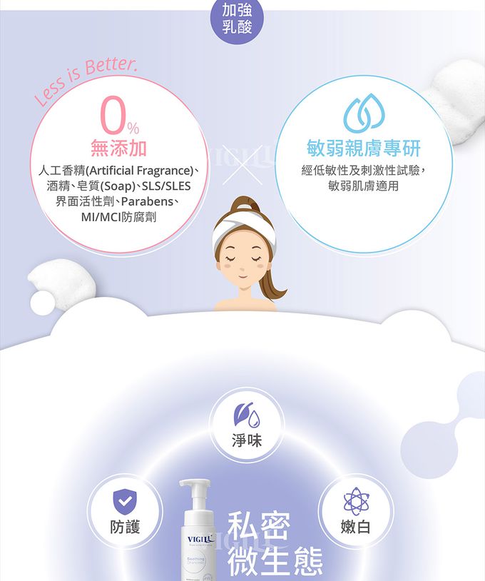婦潔 VIGILL - 加強乳酸 私密柔淨慕絲150ml (單入)