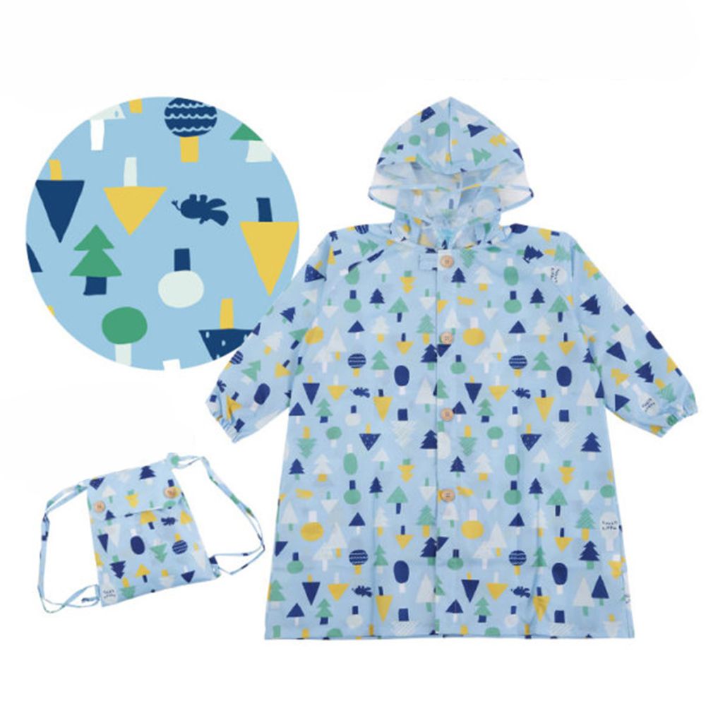 日本 kukka hippo - 小童雨衣(附收納袋)-藍綠森林