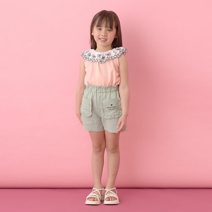 日本 Lycee mine - 精緻櫻桃蕾絲領無袖上衣-白