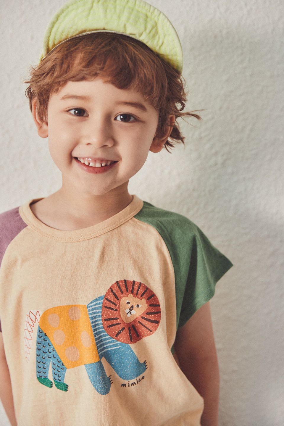 韓國 Mimico - 三色獅子圖樣上衣-紫X杏X綠