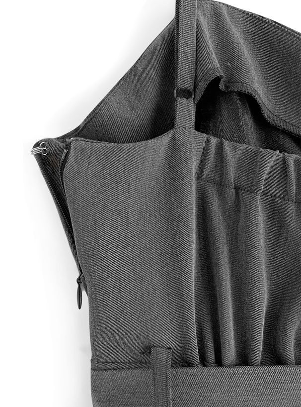 日本 GRL - 桃心領收腰魚尾吊帶裙(附腰帶)-黑