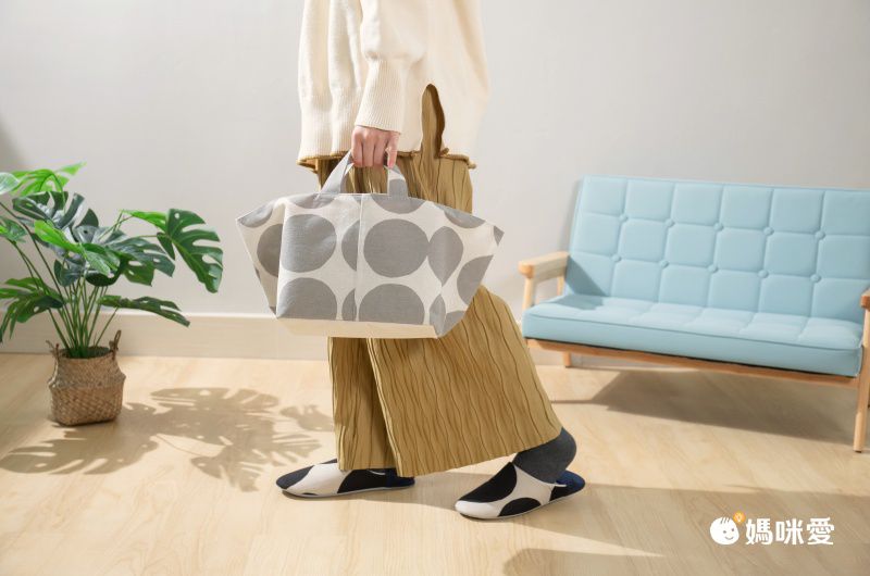 日本 Maison Blanche - 棉混手提折疊收納籃/整理箱-陶菊-藍 (L(24×24x20cm))-方型