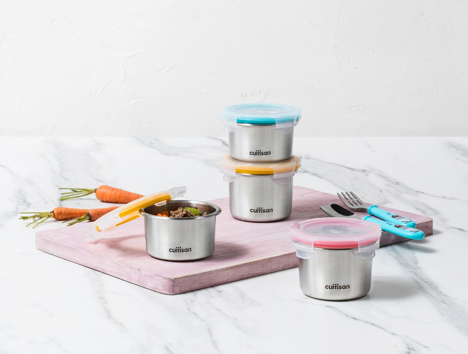 分隔不混味！韓國 Cuitisan 酷藝師保鮮盒 可微波的不銹鋼！