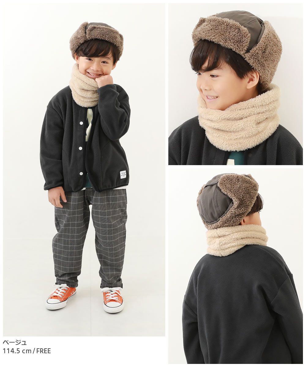 日本 devirock - 毛絨素色百搭圍脖(可調鬆緊)-淺卡其 (FREE)