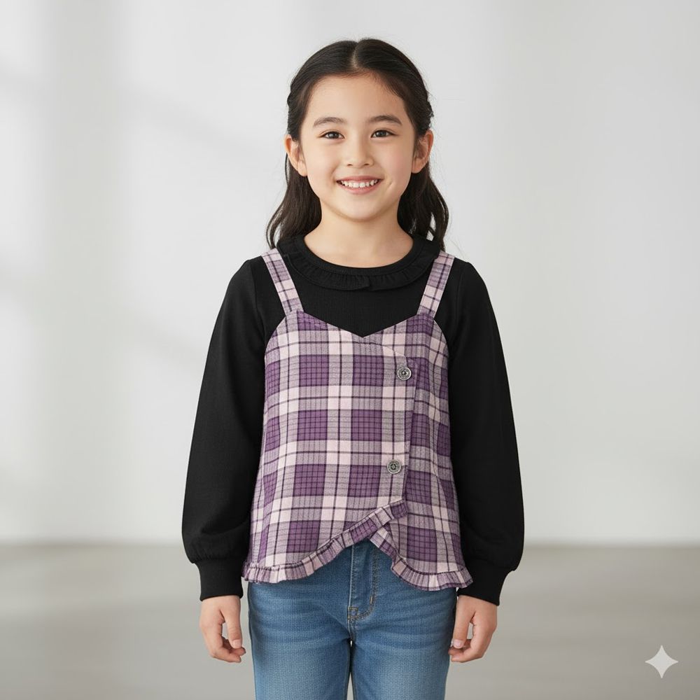 假兩件T恤-黑色