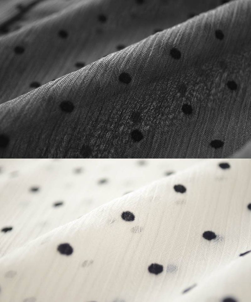 日本 zootie - 復古點點透視感長袖襯衫-米杏