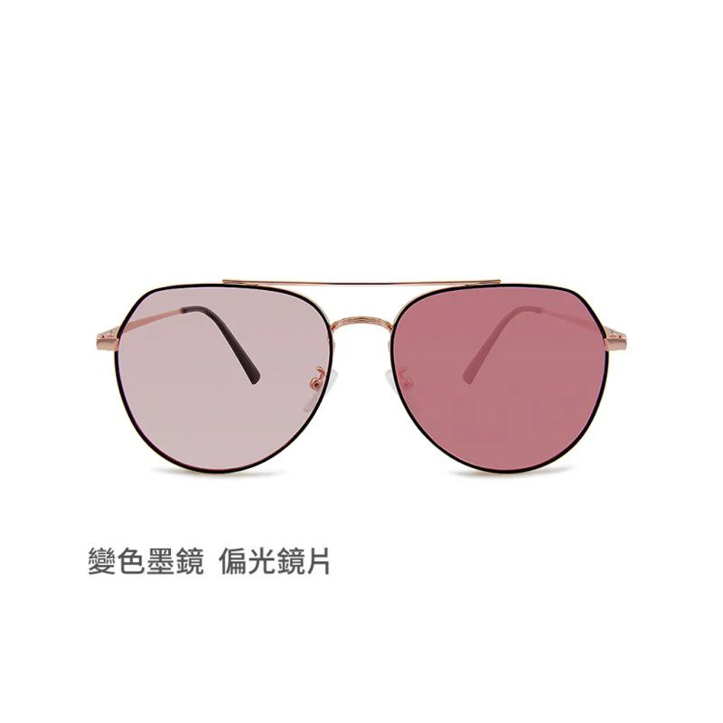 ALEGANT - 風格美學裸櫻粉金框感光變色夜視防眩光飛官款寶麗來偏光太陽眼鏡│UV400太陽眼鏡