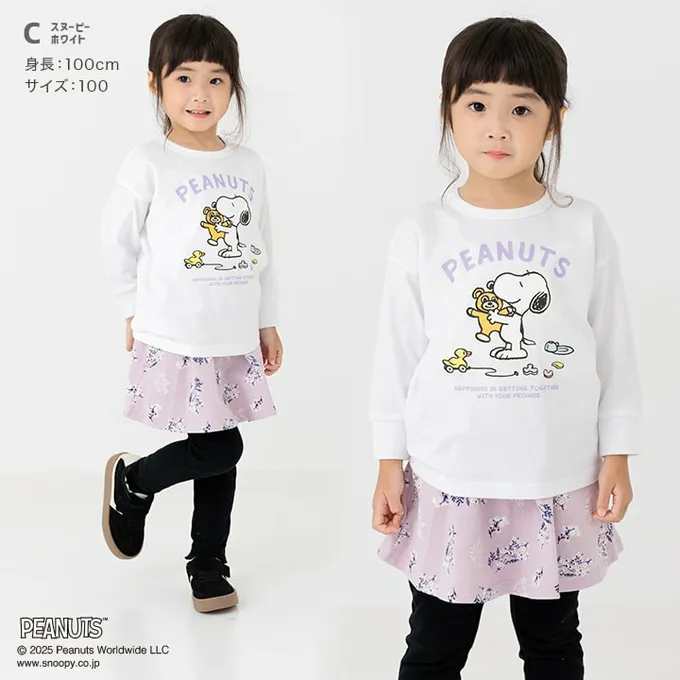 日本 Chil2 - 限定聯名 縮口印花長袖上衣-卡通人物SNOOPY-查理布朗-奶油白